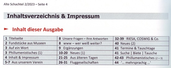Inhalt Alte Schachtel 04-06/2023